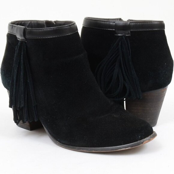 Simply Emma Shoes - Simply Emma Taryn Women's 8 WIDE Black Ankle Festival Western Fringe Bootie
